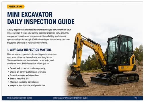 Mini Excavator Daily Inspection Guide