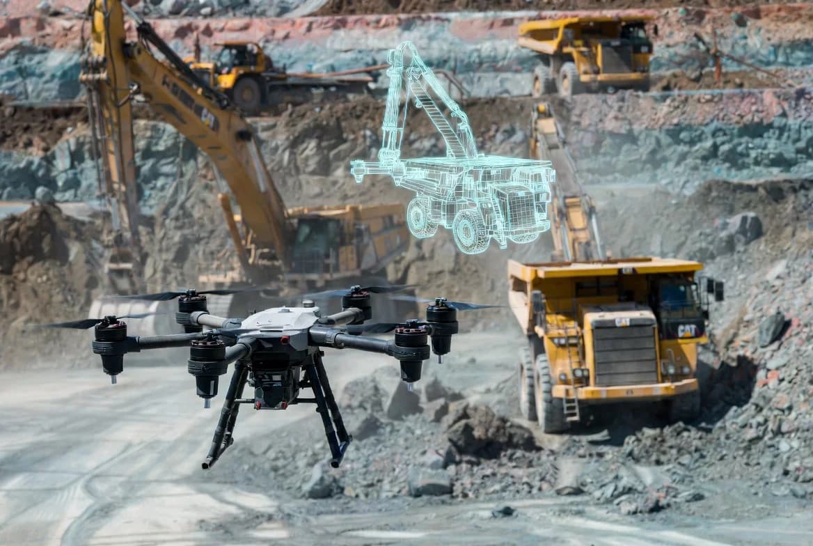 Caterpillar mining site with Skycatch drone spatial data capture and digital twin