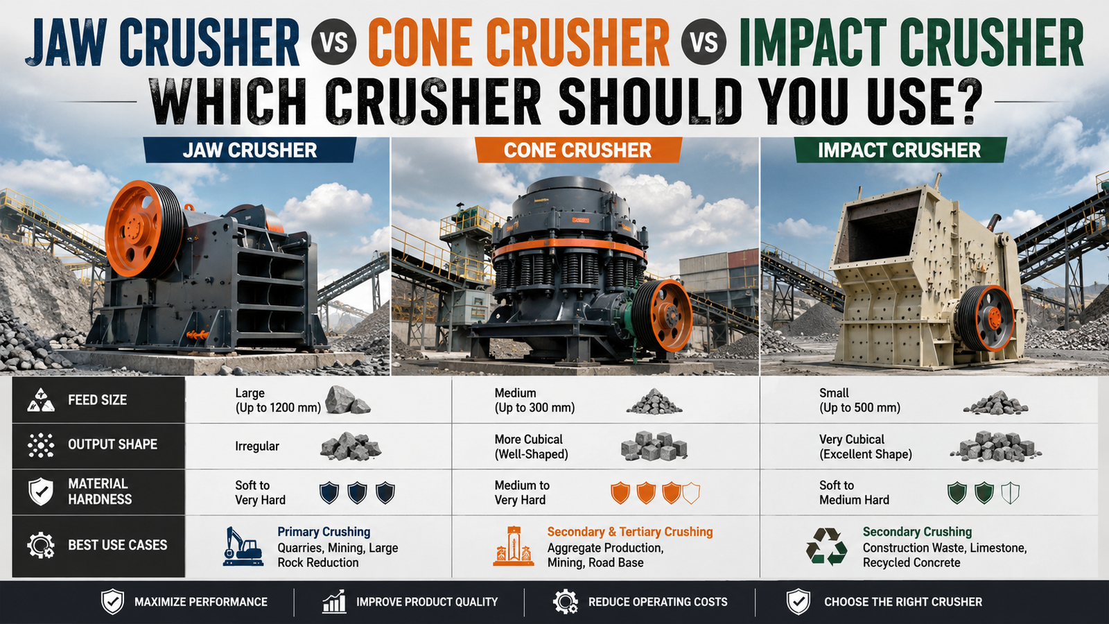 Guide Topic Image 9 Jaw vs Cone vs Impact Crusher comparison illustration